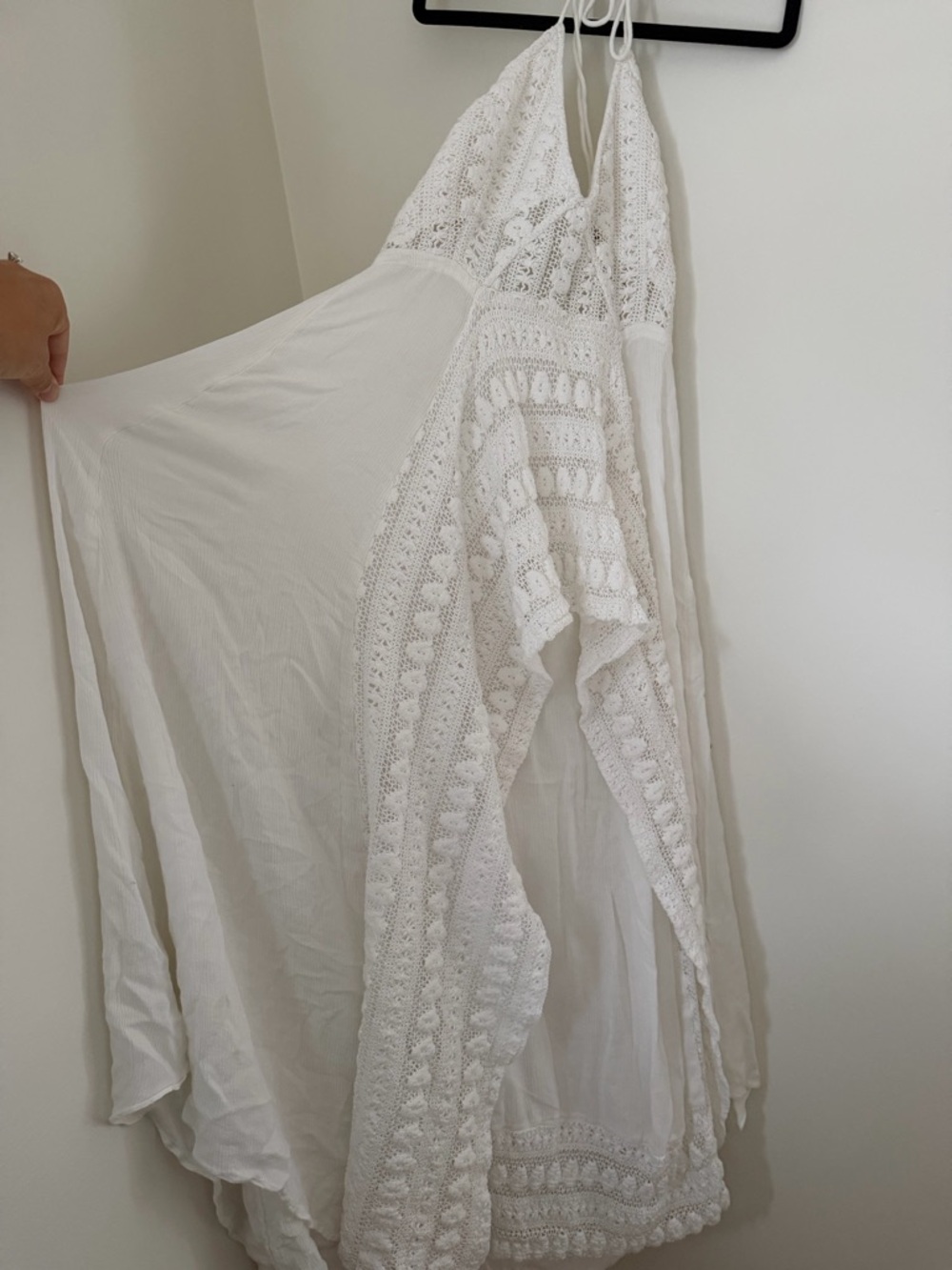 Free People White Gauze Halter Maxi Dress